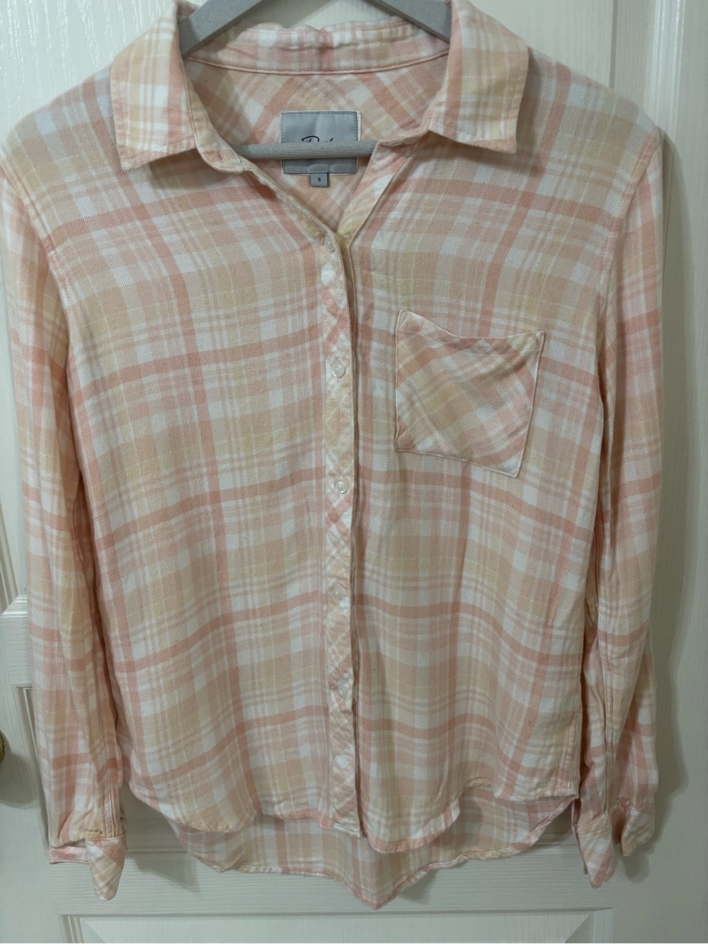 Rails women hunter plaid shirt color peach powder size small